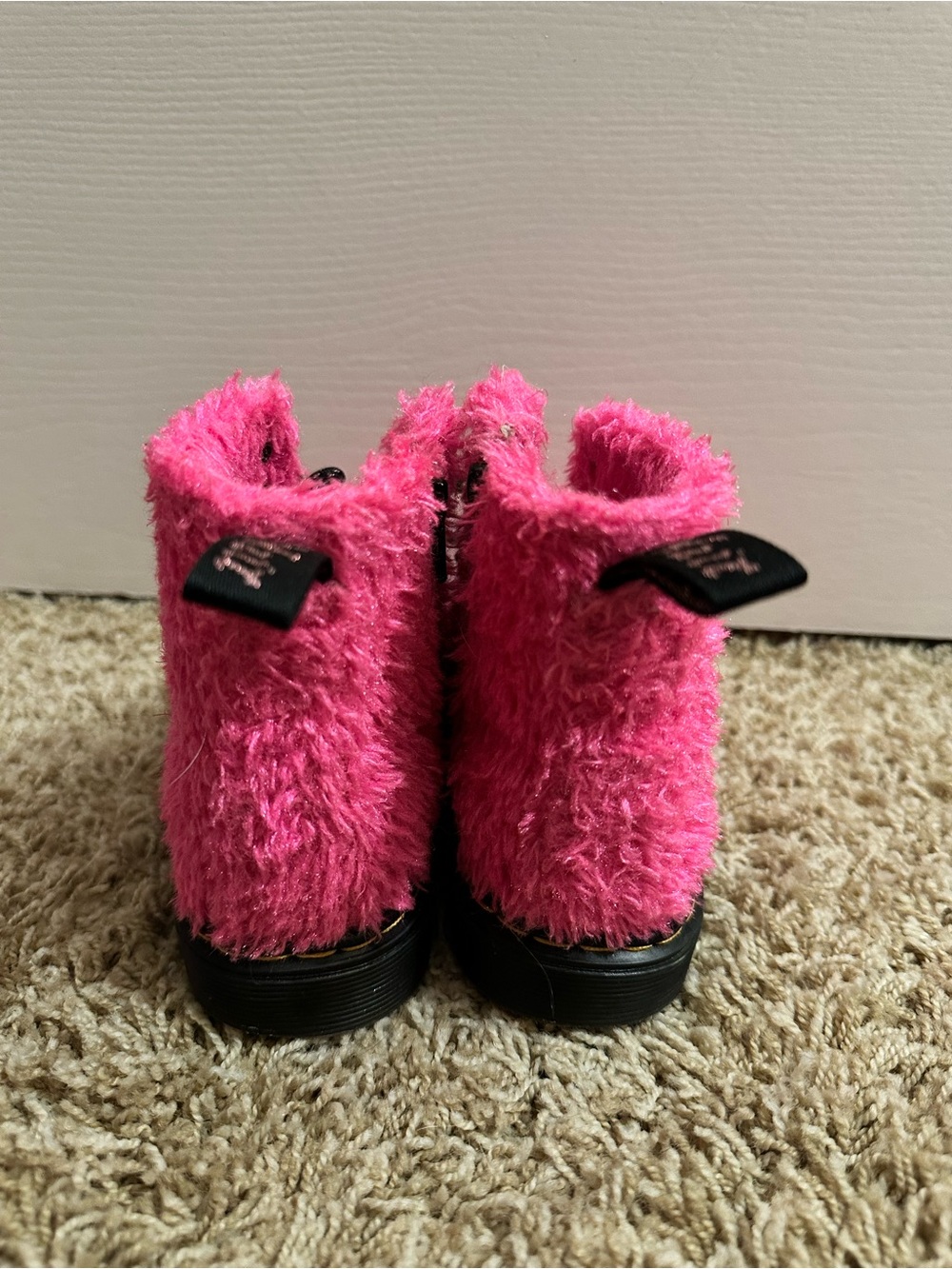 DR. MARTENS 1460 Pascal J Tinsel Fur Boots Kid's Size 10 Clash Pink - Picture 4 of 8